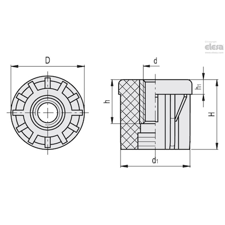 Elesa Round end-caps for tubes, NDX.T-1-1/2x0,065-B 1/2-13 NDX.T (inch sizes)